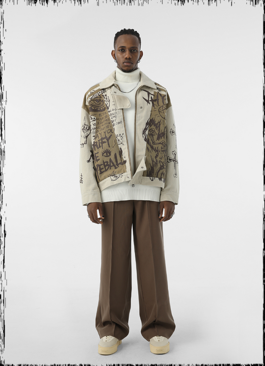 JHYQ Letters Embroidered Western Pants