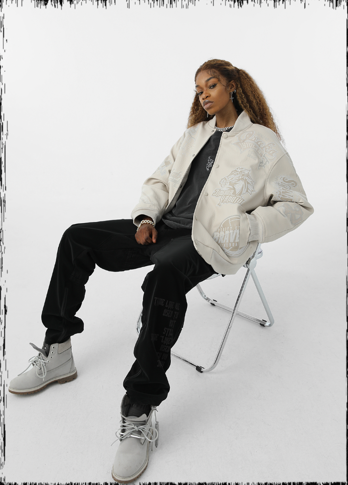 JHYQ Embroidered Zipper Split Denim Jeans