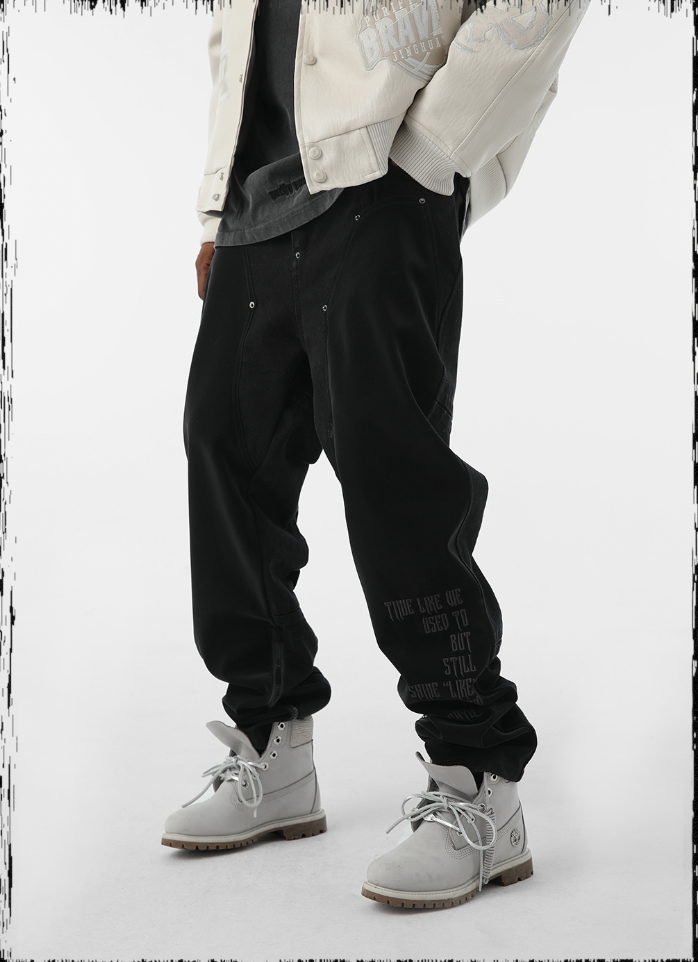 JHYQ Embroidered Zipper Split Denim Jeans