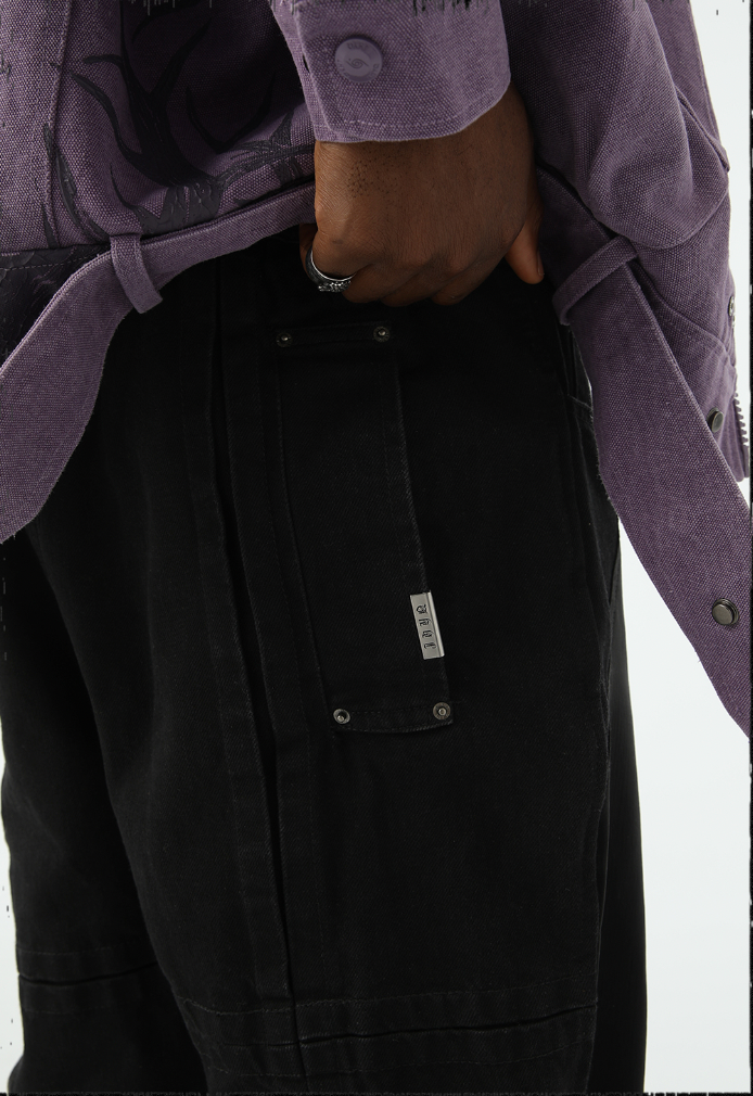 JHYQ Embroidered Zipper Split Denim Jeans