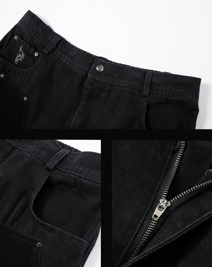 JHYQ Embroidered Zipper Split Denim Jeans