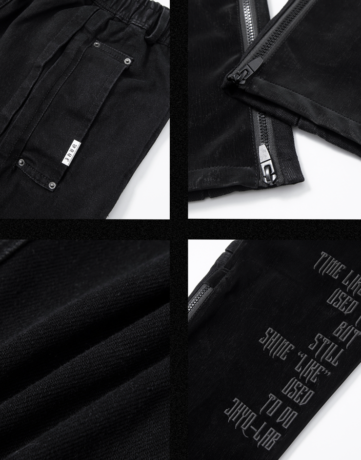 JHYQ Embroidered Zipper Split Denim Jeans