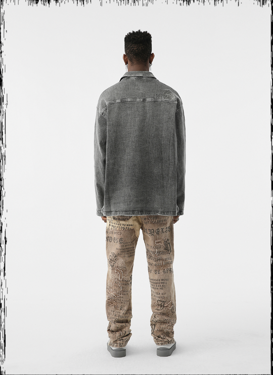 JHYQ Burlap Slim Gothic Print Color Blocking Pants