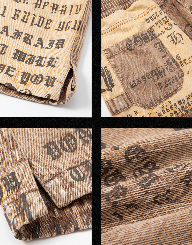 JHYQ Burlap Slim Gothic Print Color Blocking Pants