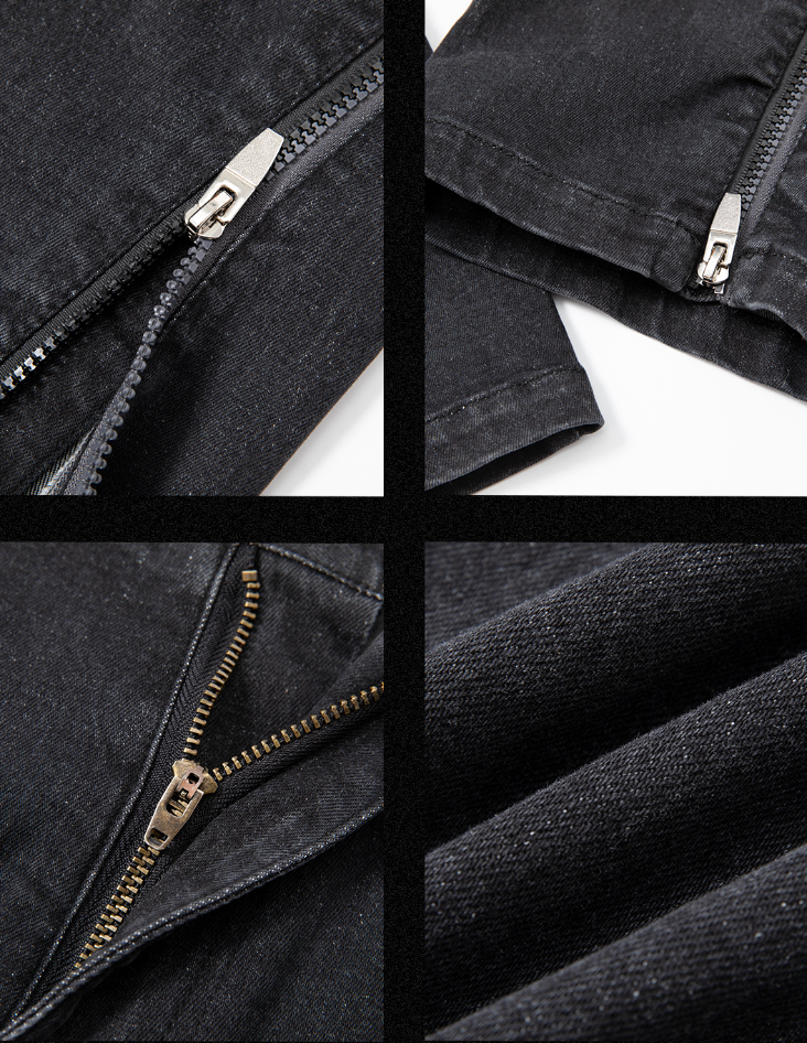 JHYQ Slim Zipper Openings Printed Denim Jeans