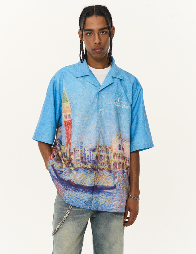 Harsh and Cruel Urban Oil Full Print Cuban Shirt