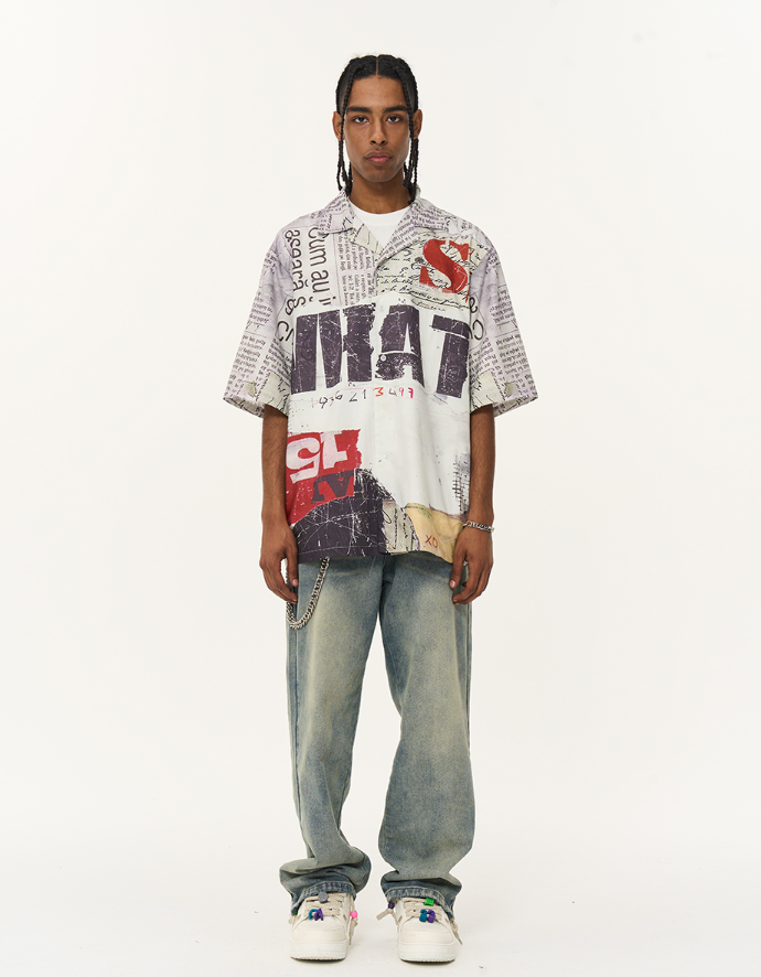 Harsh and Cruel Newspaper Full Print Cuban Shirt