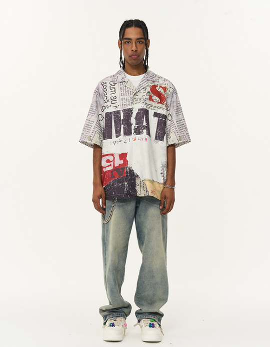 Harsh and Cruel Newspaper Full Print Cuban Shirt