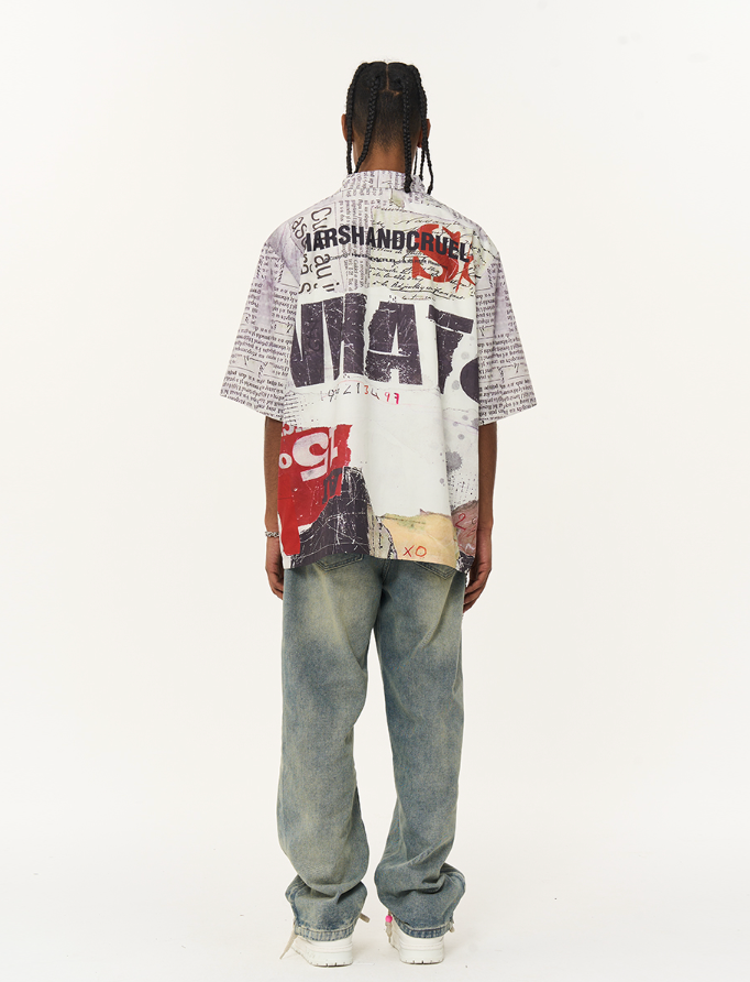 Harsh and Cruel Newspaper Full Print Cuban Shirt