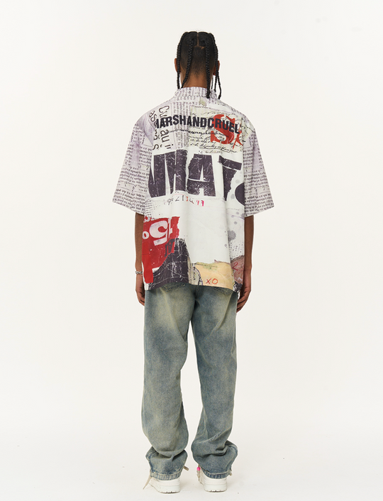 Harsh and Cruel Newspaper Full Print Cuban Shirt
