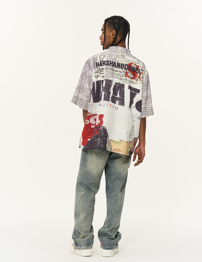 Harsh and Cruel Newspaper Full Print Cuban Shirt