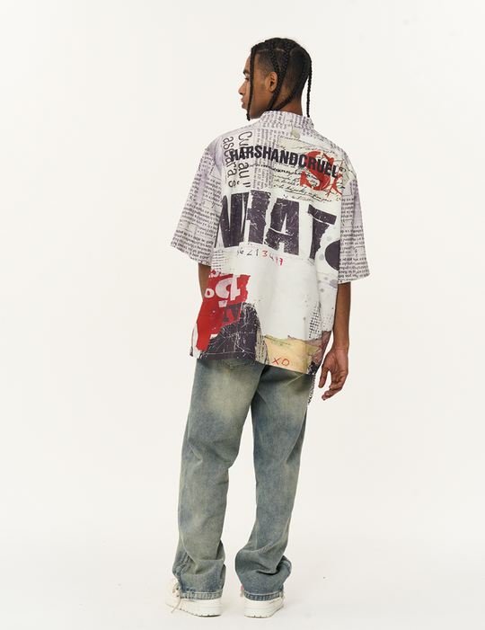 Harsh and Cruel Newspaper Full Print Cuban Shirt