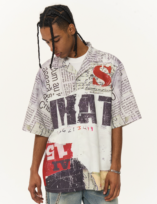Harsh and Cruel Newspaper Full Print Cuban Shirt