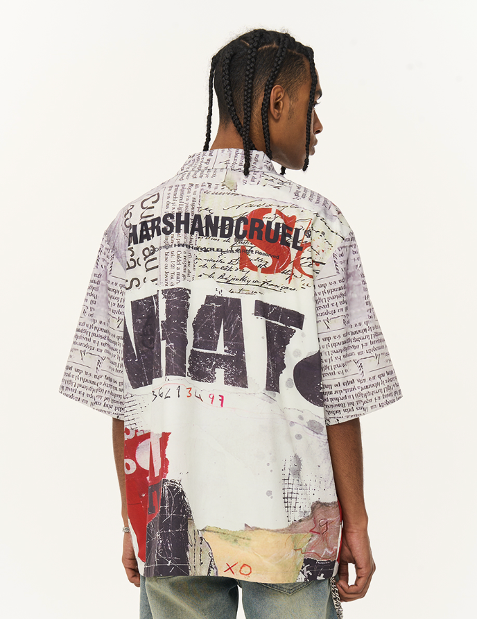 Harsh and Cruel Newspaper Full Print Cuban Shirt