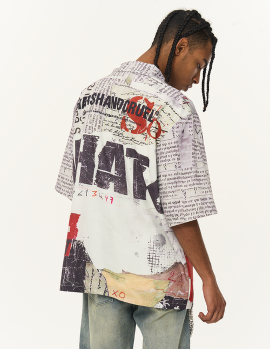 Harsh and Cruel Newspaper Full Print Cuban Shirt