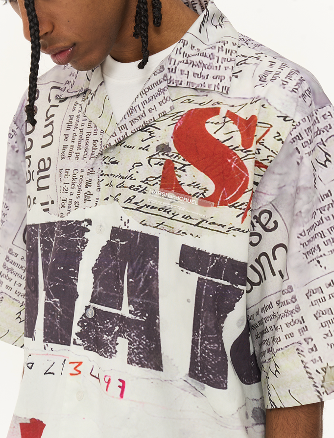 Harsh and Cruel Newspaper Full Print Cuban Shirt
