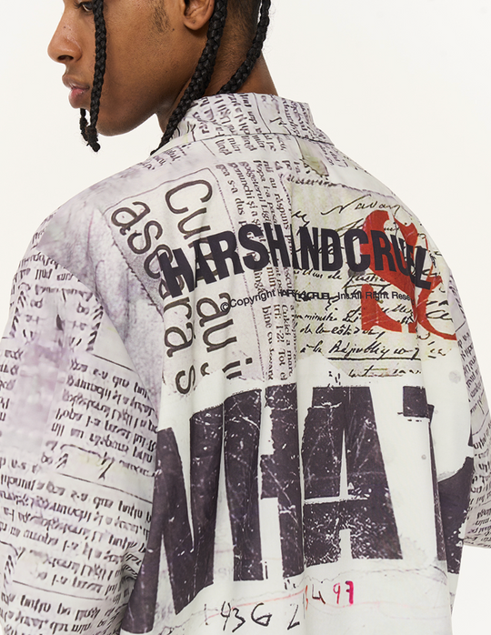 Harsh and Cruel Newspaper Full Print Cuban Shirt