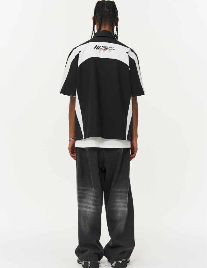 Harsh and Cruel Contrast Color Racing Short Sleeve Shirt