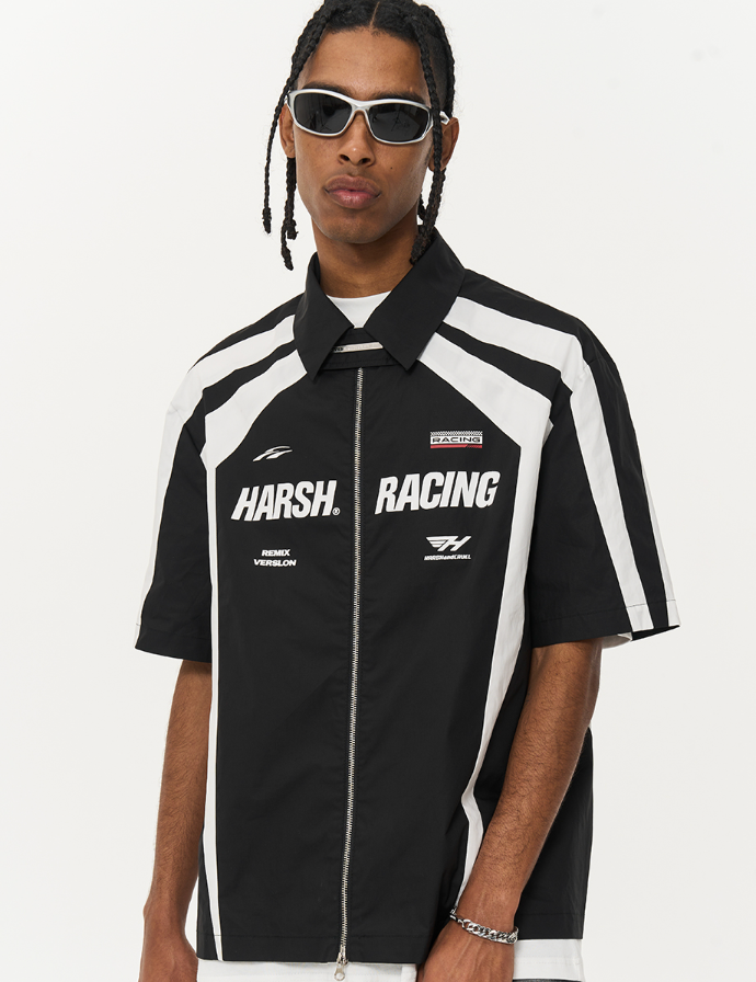 Harsh and Cruel Contrast Color Racing Short Sleeve Shirt