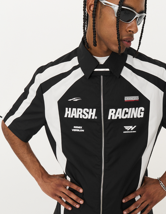 Harsh and Cruel Contrast Color Racing Short Sleeve Shirt