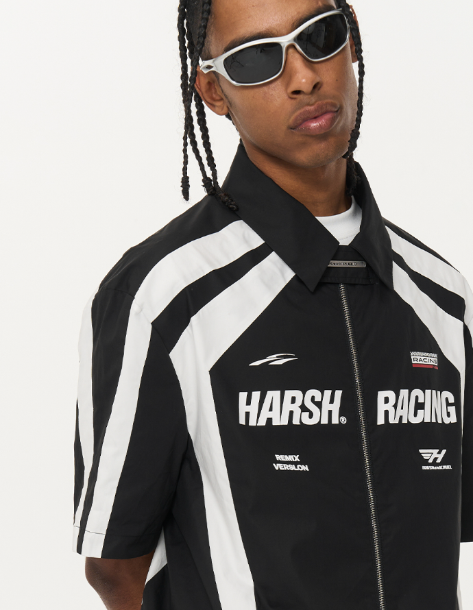 Harsh and Cruel Contrast Color Racing Short Sleeve Shirt