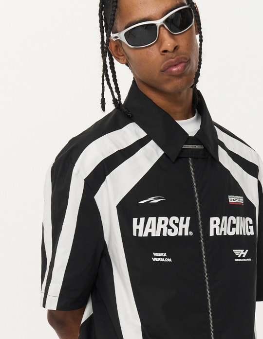 Harsh and Cruel Contrast Color Racing Short Sleeve Shirt