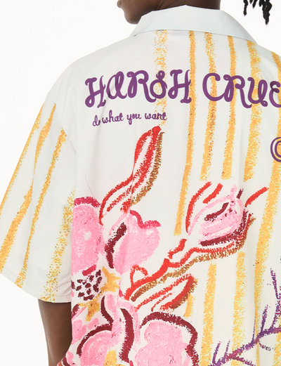 Harsh and Cruel Floral Crayon Drawing Full Print Cuban Shirt
