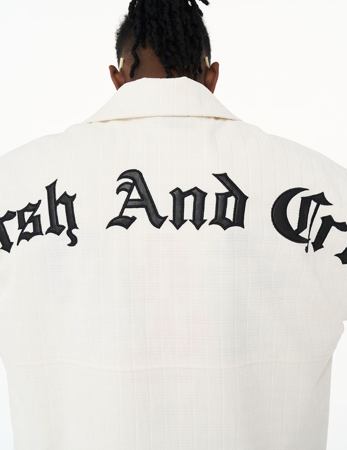 Harsh and Cruel Gothic Word Embroidered Cuban Shirt