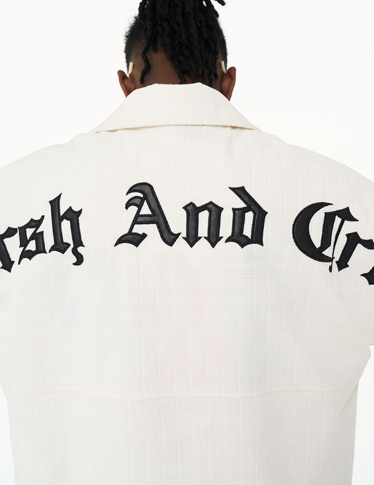 Harsh and Cruel Gothic Word Embroidered Cuban Shirt
