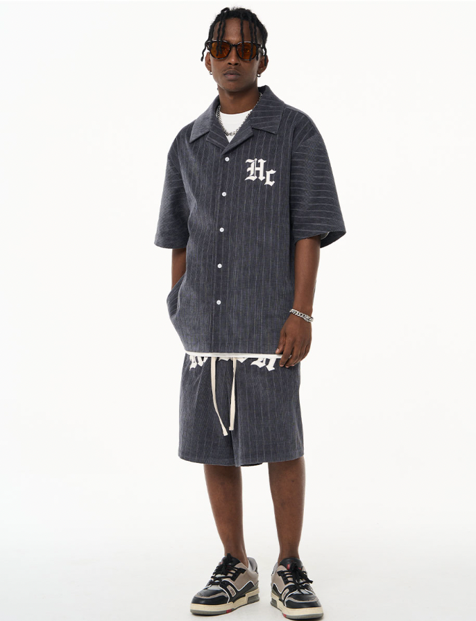 Harsh and Cruel Gothic Word Embroidered Cuban Shirt