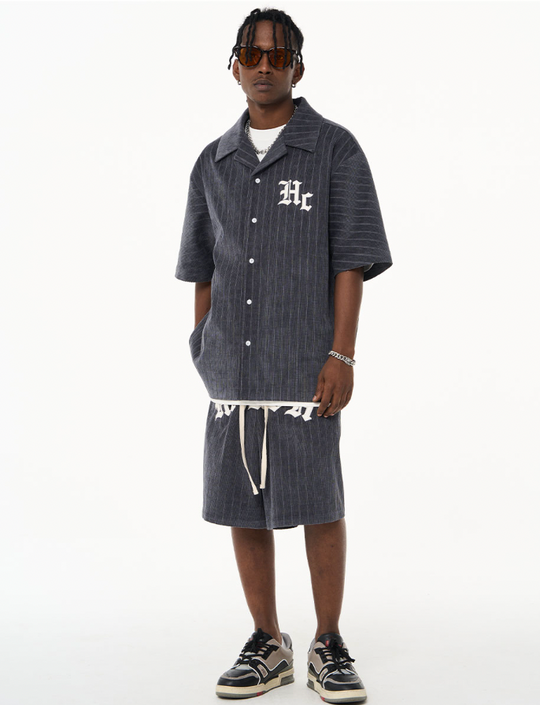 Harsh and Cruel Gothic Word Embroidered Cuban Shirt