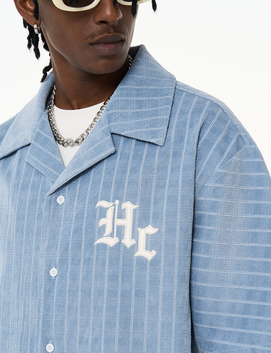 Harsh and Cruel Gothic Word Embroidered Cuban Shirt