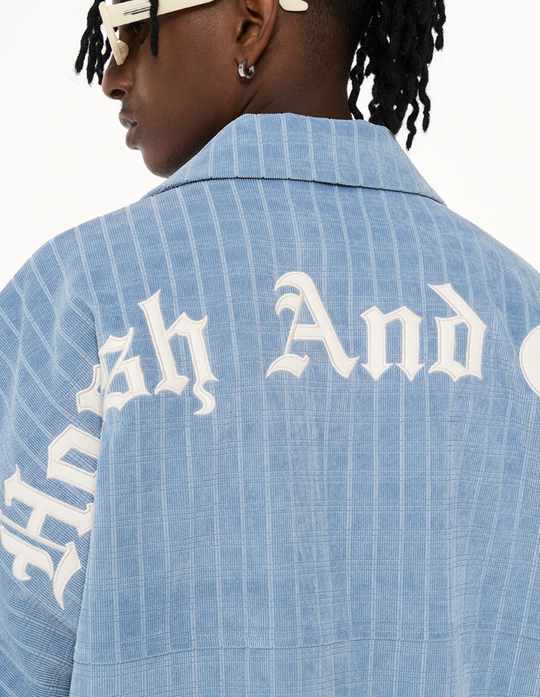 Harsh and Cruel Gothic Word Embroidered Cuban Shirt