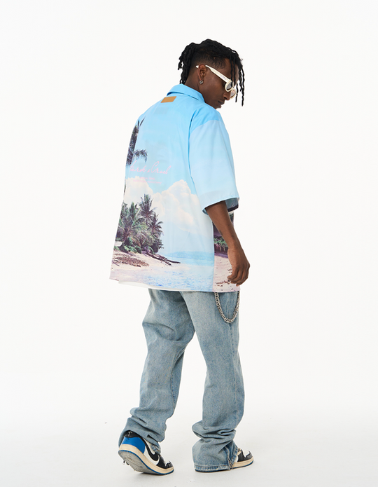 Harsh and Cruel Hawaiian Beach Logo Cuban Shirt