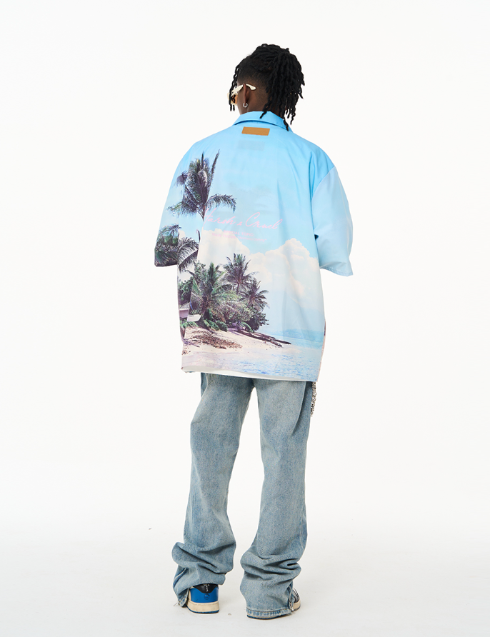 Harsh and Cruel Hawaiian Beach Logo Cuban Shirt