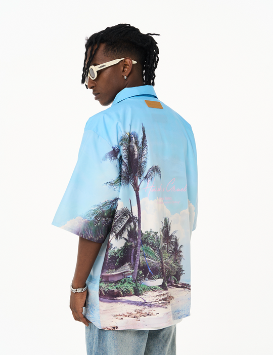 Harsh and Cruel Hawaiian Beach Logo Cuban Shirt