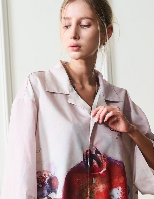 Harsh and Cruel Pomgranate Full Print Cuban Shirt