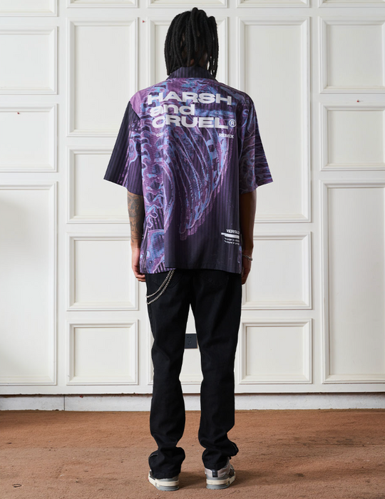 Harsh and Cruel Cyber Skeleton Full Print Cuban Shirt