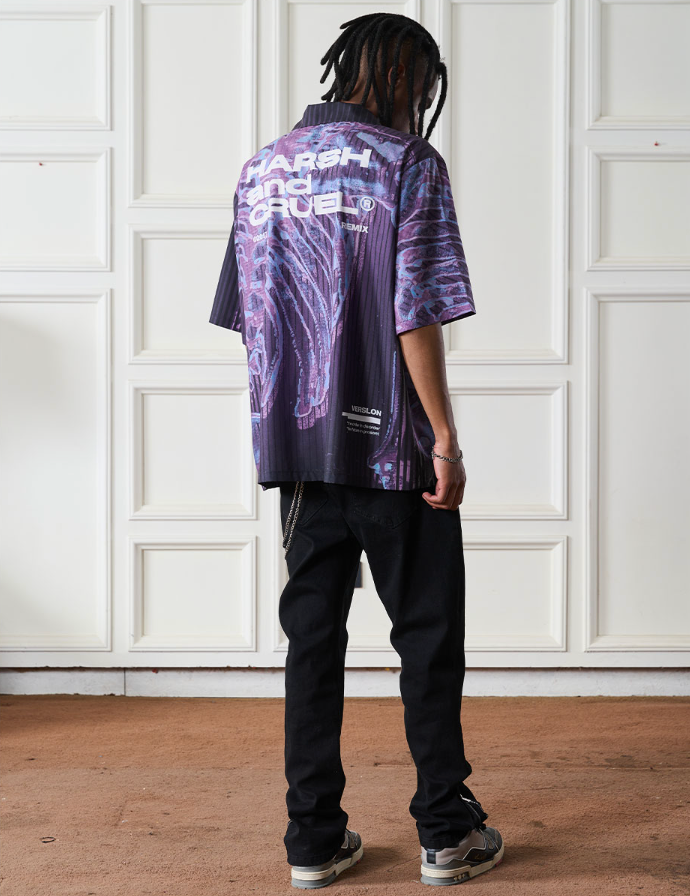 Harsh and Cruel Cyber Skeleton Full Print Cuban Shirt