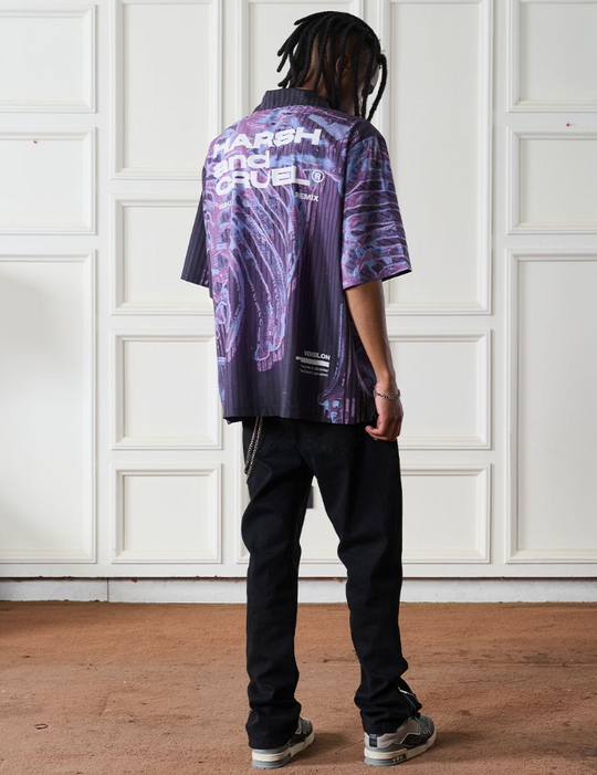 Harsh and Cruel Cyber Skeleton Full Print Cuban Shirt