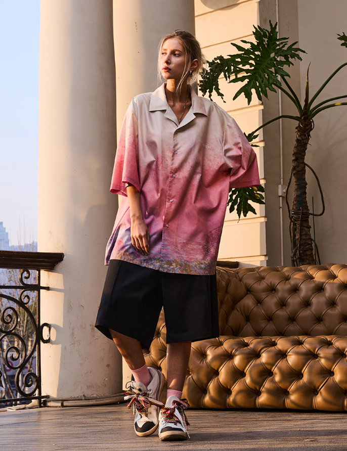 Harsh and Cruel Forest Sunset Full Print Cuban Shirt