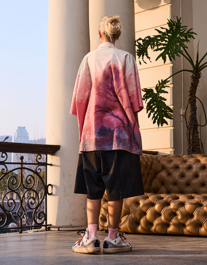 Harsh and Cruel Forest Sunset Full Print Cuban Shirt