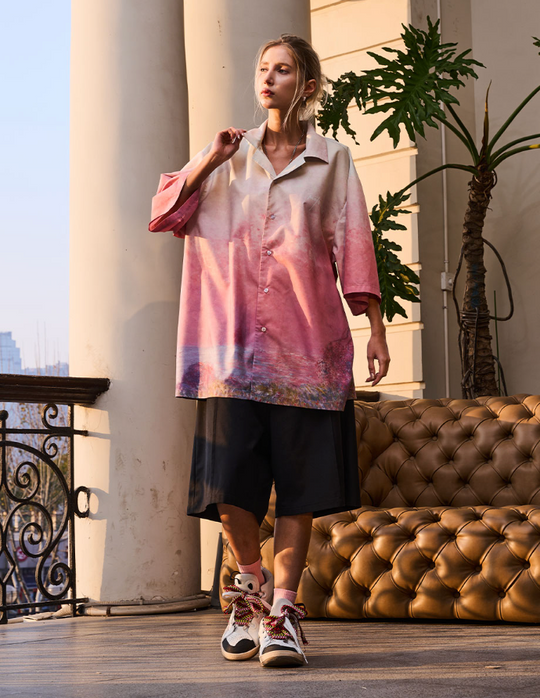 Harsh and Cruel Forest Sunset Full Print Cuban Shirt