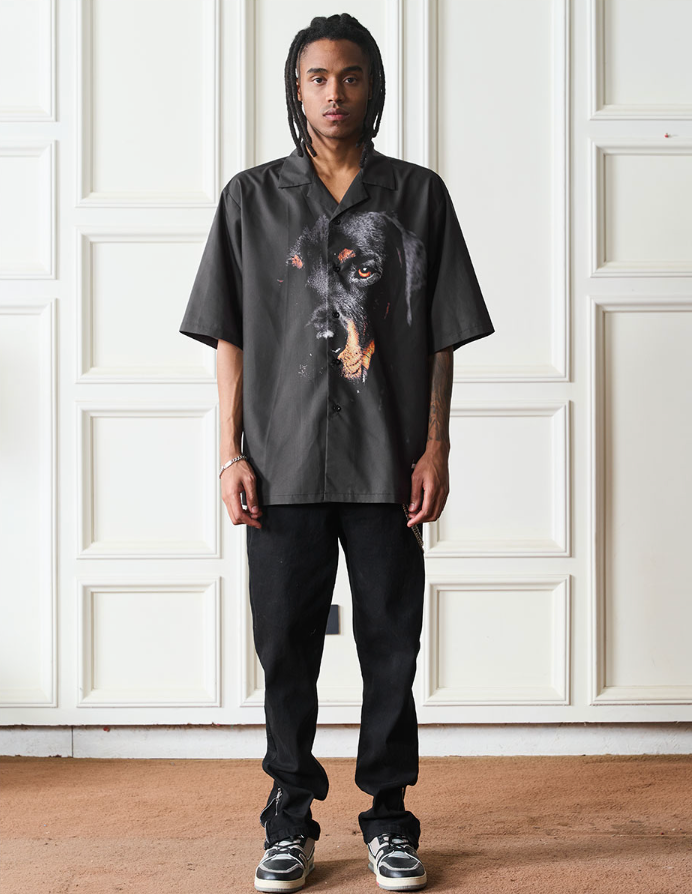 Harsh and Cruel Rottweiler Printed Cuban Shirt