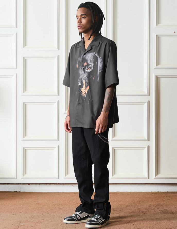 Harsh and Cruel Rottweiler Printed Cuban Shirt