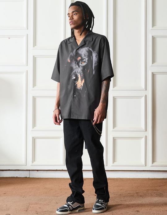 Harsh and Cruel Rottweiler Printed Cuban Shirt