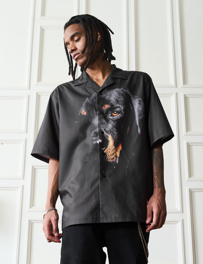 Harsh and Cruel Rottweiler Printed Cuban Shirt