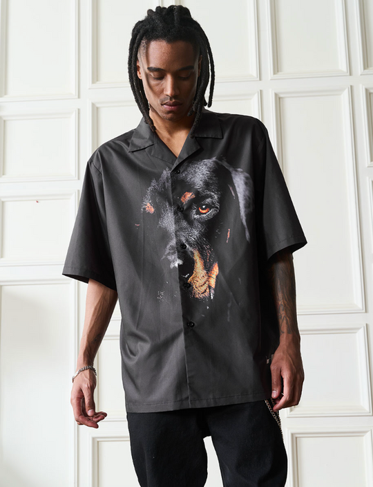 Harsh and Cruel Rottweiler Printed Cuban Shirt