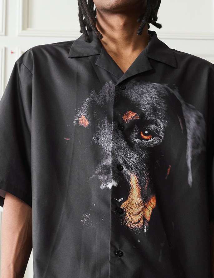Harsh and Cruel Rottweiler Printed Cuban Shirt