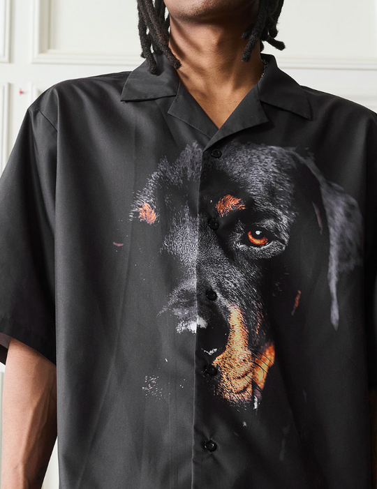 Harsh and Cruel Rottweiler Printed Cuban Shirt